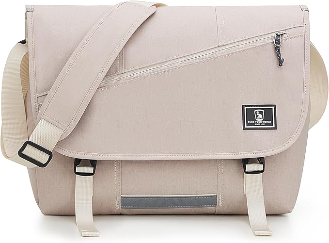 OIWAS Messenger Bag for Men, 15.6 Inch Laptop Crossbody Bags Women Casual Satchel Shoulder Bag College Travel Office Briefcase (15.6 Inch, White)