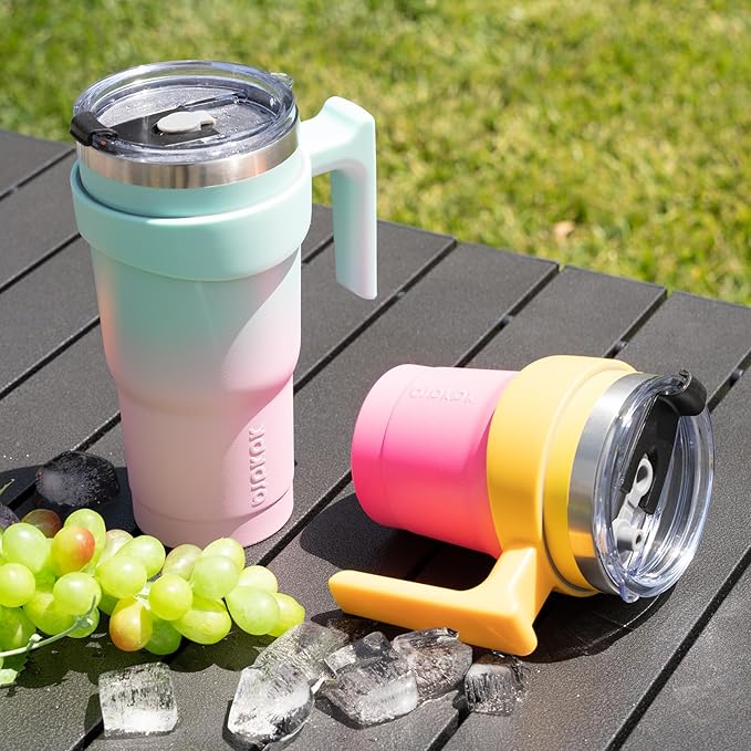 BJPKPK Tumbler With Handle 30oz Stainless Steel Insulated Tumbler With Lid And Straw For Ice Water Or Coffee,Bubble Gum