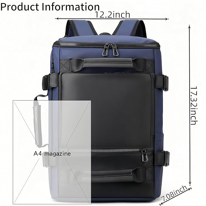 Carry On Backpack Travel Backpack for Men & Women, Durable Convertible Duffle Bag Fit for 16 Inch Laptop for Fitness, Travel (Dark blue)