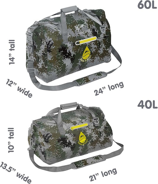 Skog Å Kust Duffelsak Heavy Duty Waterproof Duffel - Gear Bag for Sports, Travel, & More - 40L DigiCamo