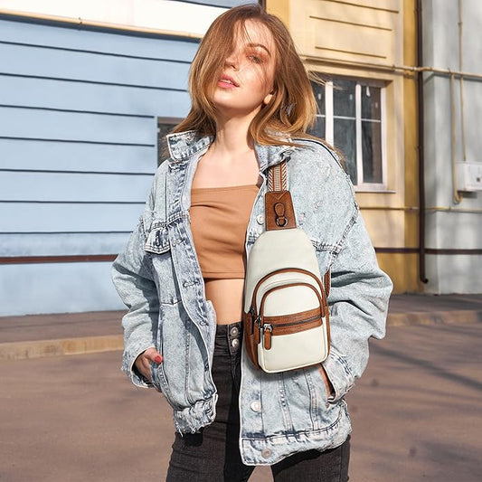 HESHE Sling Bag for Women Anti Theft Small Crossbody Bags Faux Leather Fanny Pack RFID Blocking Cross Body Purse for Travel