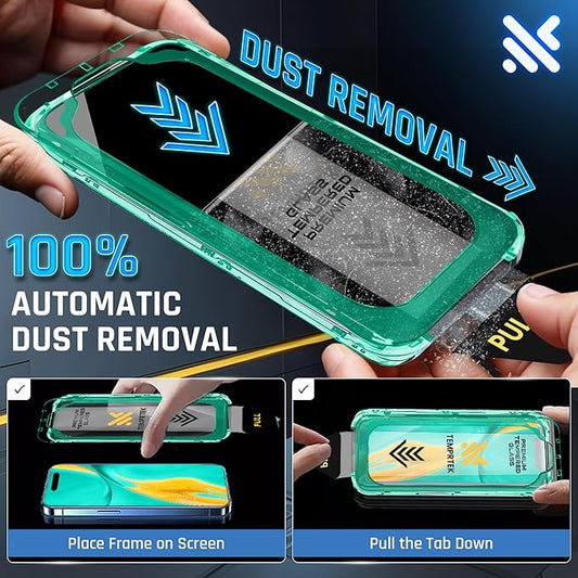 TEMPRTEK+ 2 Pack for iPhone 16 Pro Max Privacy Screen Protector Glass -16 Pro Max Screen Protector Privacy 9H Military Grade Scratch Fingerprint Resistance Anti-Glare Easy Installation Bubble Free