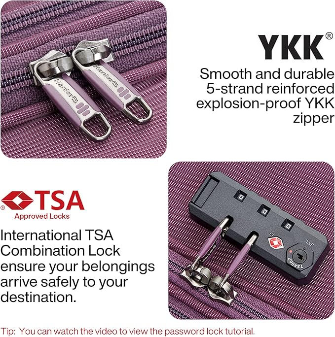 Hanke 24 Inch Expandable Luggage Large Suitcases with Wheels Softside Checked Luggage Rolling Suitcase with Lock Lightweight Travel Luggage for Men and Women 24 Inch Luggage.(Purple)