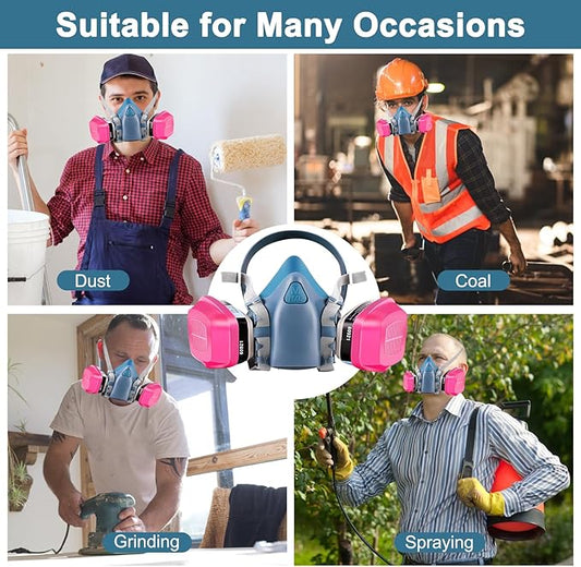 Respirator Mask with 60921 Filters, Respirator Mask for Chemicals, Gas Mask Widely Used in Paint, Dust, Chemical, Resin Epoxy, Woodworking, Organic Vapor Gas, Machine Polishing (Without Goggle)