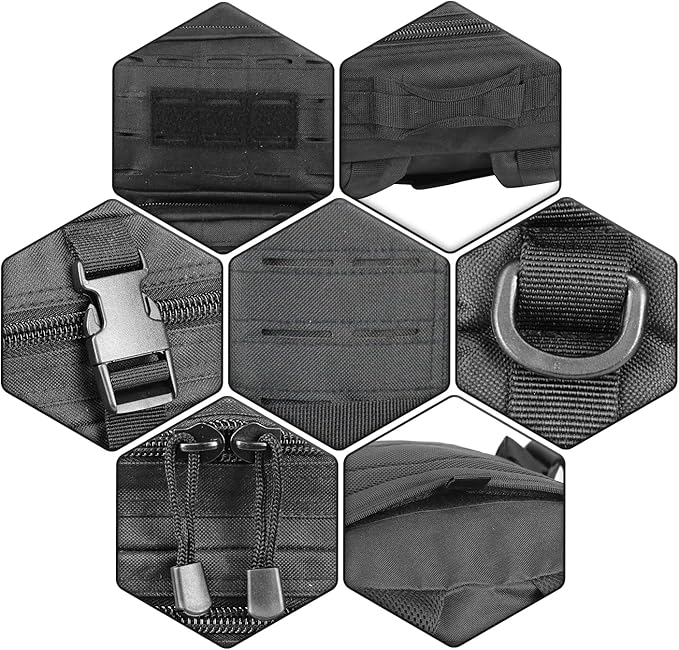 40L Tactical Backpack, Camouflage Military Bug Out Bag, Durable MOLLE Hiking Camping Gear (BLACK)