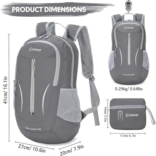 ZOMAKE Ultra Lightweight Packable Backpack 25L, Foldable Hiking Backpacks Water Resistant Small Folding Daypack for Travel(Dimgray NEW)