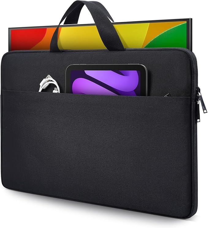 15.6-16.1 Inch Portable Monitor Case, Protective Carrying Sleeve for MNN ForHelp KYY InnoView VILVA COOLHOOD ViewSonic HotYeah KOORUI QQH Zenscreen 15.6 16.1 Inch Portable Monitor Case Bag, Black
