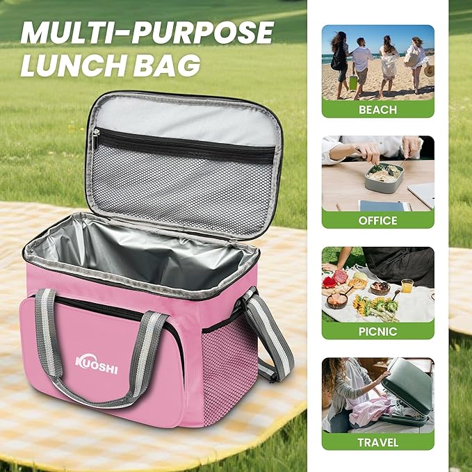 Insulated Lunch Bag for Men & Women-14L Leakproof Cooler Bag with Adjustable Strap, Large Reusable Lunch Box for Office, Beach, Picnic & Travel