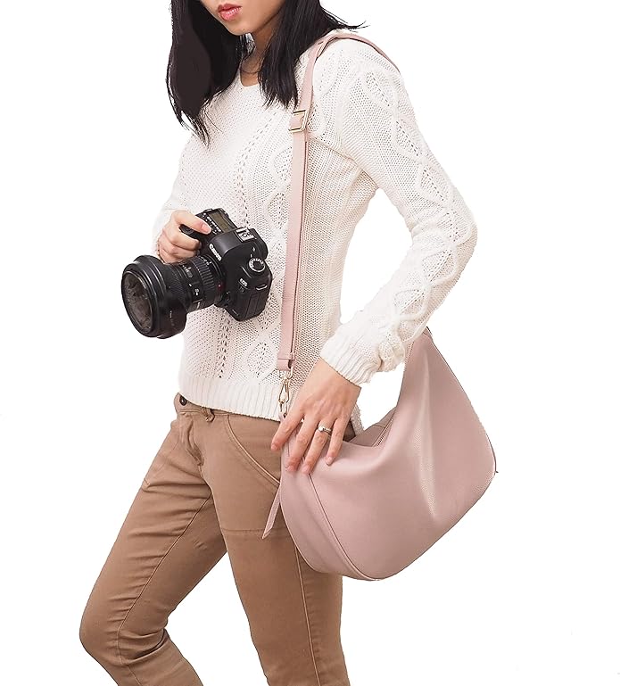 Meliae Camera Bag for Women, DSLR Mirrorless Camera Purse, Leather Shoulder Crossbody Hobo Travel Tote