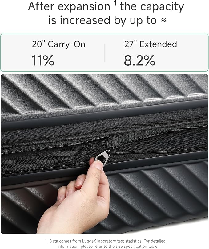 LUGGEX Luggage with Spinner Wheels, Polycarbonate Expandable Hard Shell Suitcase, 2 Piece Set, Charcoal Metallic