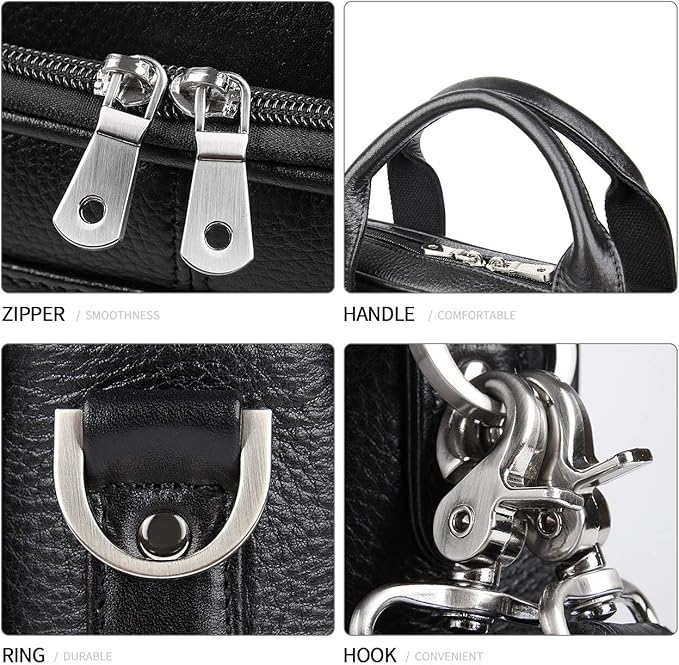 Augus Leather Messenger Bag for Men Vintage Travel Backpack 17 inch laptop Briefcase Shoulder Bags