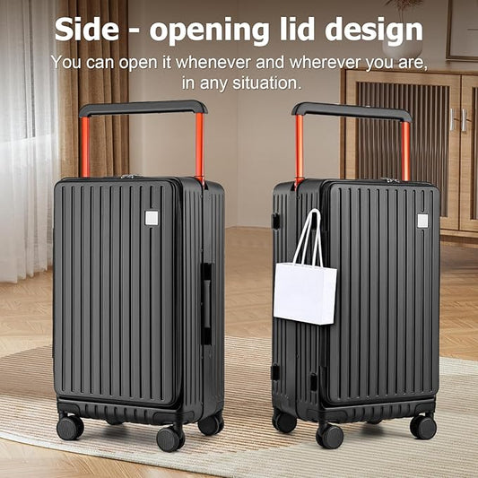 Joyway Hardshell 24 inch luggage with spinner wheels, Lightweight Hardside large checked withTSA Lock (Black, Checked Luggage-24 Inch)