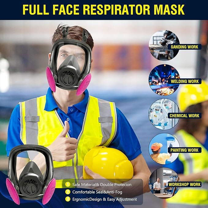 Gas Masks Survival Nuclear and Chemical, Full Face Gas Mask with Activated Carbon Filter