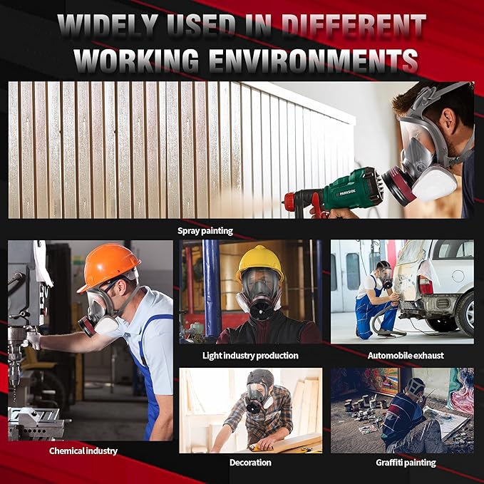 Gas Masks Survival Nuclear and Chemical - Reusable Full Face Respirator with Activated Carbon 40mm Filter, for Painting Welding Chemical Protection Mold Dust Epoxy Resin Woodworking 6800