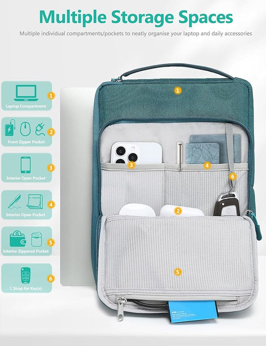 HYZUO 13.3-14 Inch Laptop Bag Sleeve for MacBook Pro 14 M4 M3 M2 M1, MacBook Air/Pro 13.3, 13.8"/13.5" Surface Laptop/Book, Notebook Case for 13" Dell Lenovo ThinkPad HP Asus Acer, Dark Green