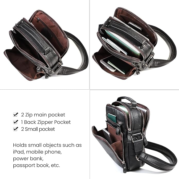 Genuine Leather Small Messenger Bag for Men Vintage Shoulder Crossbody Bags for Work Business Travel