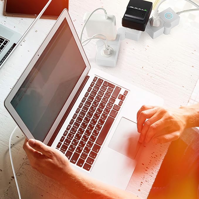 iJoy Flexible Power Strip - 3 AC Outlets and 2 USB Charging Ports with 5 Ft Extension Cord, Power Strip Surge Protector White, Decorative Surge Protector Outlet Extender for Home, Office, and More