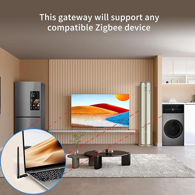 Zigbee3.0 USB Dongle Gateway,Universal Zigbee Gateway Adapter with Antenna,Support Home Assistant ZTA Zigbee2MQTT,OpenHAB,Base on EFR32MG21 and EZNet 7.4.3(Upgradeable Firmware)