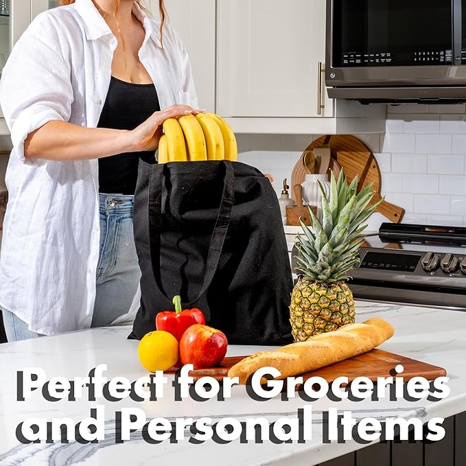 Carrywell |Not Made In China| 48 Pack Cotton Tote Bags, Lightweight Reusable Grocery Shopping Bag, Blank Bulk Cloth Totes with Handles, Great For Custom Screen Print and Gifts (15"x16")