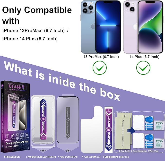 CHISHA 2-Pack Matte Screen Protector for iPhone 13 Pro Max and iPhone 14 Plus 6.7-Inch, Auto Dust Removal, No Bubbles, High Definition Clear, Easy Installation