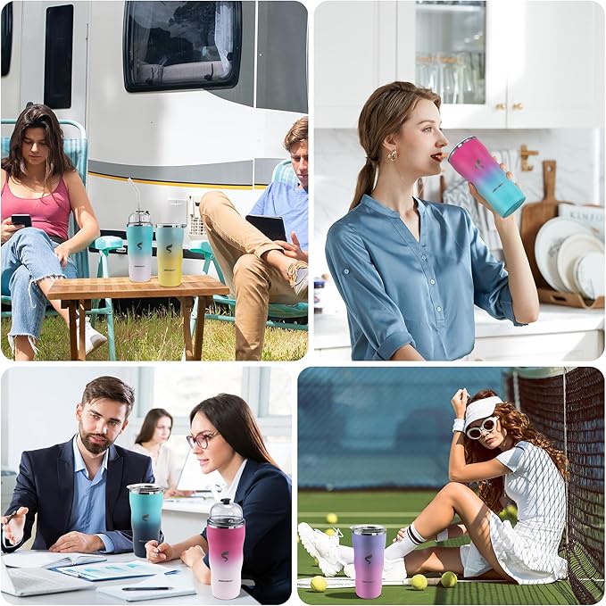 20Oz Insulated Tumbler With Straw And Lid,Stainless Steel Straws for Tumbler,Double Wall Vacuum Travel Mug,Spill Proof Tumble, Travel Cup for Iced Coffee, Pink Tumbler