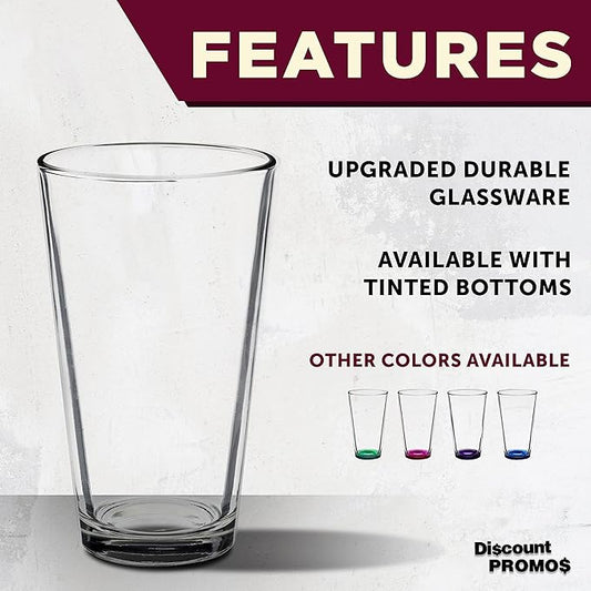 DISCOUNT PROMOS Arc Pint Glass 16 oz. Set of 10, Bulk Pack - Beer Glasses, Heavy Duty Drinkware - Clear