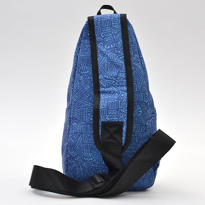 Anti-Theft Daypack Crossbody Sling Backpack, USB Charging, Lightweight Day Pack for Travel, Hiking, Everyday, Regular, Blue Aztec