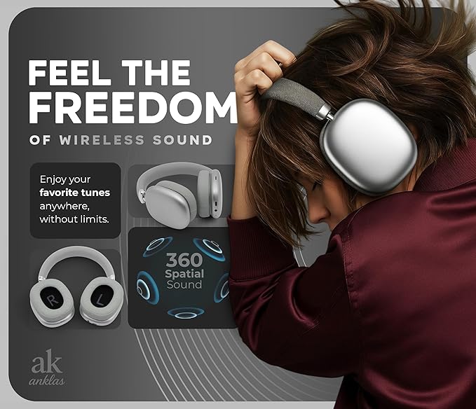 P959 High-End Wireless Headphones with Bluetooth 5.3, Low Latency, Hi-Fi Sound, 360° Spatial Audio, Ergonomic Over-Ear Design, Wired & Wireless Modes, Long Battery Life, Breathable Earmuffs