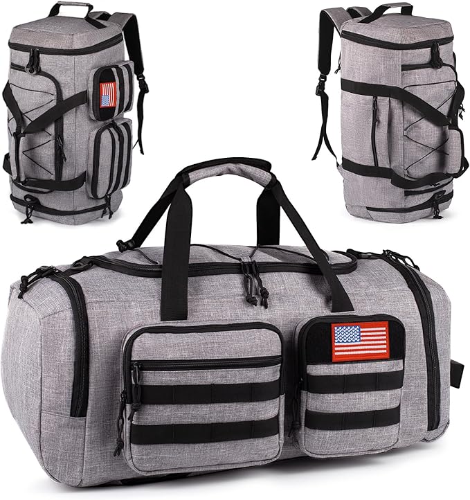 Tactical Gym Bag for Men,50L Large 3 in 1 Sports Duffle Bag with Shoes Compartment for Travel,Water Resistant Travel Backpack Weekender Overnight Bag with Wet Pocket for Women