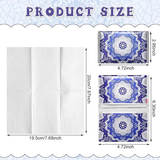 24 Packs Travel Size Tissue Pocket Slim Pack Facial 3 Ply Wallet Size Pocket Tissues for Travel Wedding Party Favors, 6 Styles(Geometric Flower)