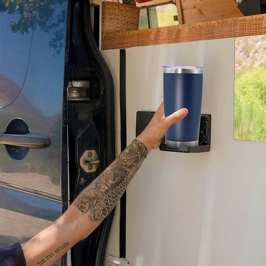 20oz Tumbler Bulk Stainless Steel Tumbler Cup with Lid Vacuum Insulated Double Wall Travel Mug, Durable Powder Coated Travel Coffee Tumbler Mug for Hot & Cold Drinks, Navy,8 Pack