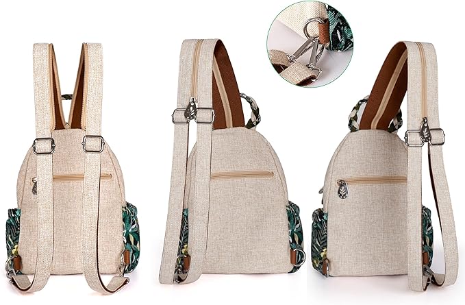 Girl's Convertible Sling Bag, Hand Craft Artisan Purse, Beautiful Canvas Premium Casual Day Mini Backpack for Women (Green Marsh)