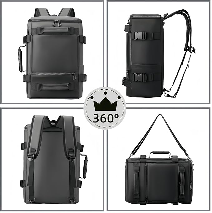 Carry On Backpack Travel Backpack for Men & Women, Durable Convertible Duffle Bag Fit for 16 Inch Laptop for Fitness, Travel (Gray)