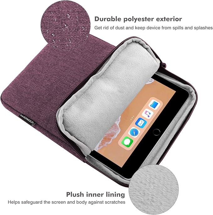 MoKo 9-11 Inch Tablet Sleeve Bag Carrying Case Fits New 11inch iPad Air M3, iPad A16 2025, iPad Pro 11 M4, Air 5/4/3, iPad 10/9/8th Gen, Tab S8/S9 11", Purple