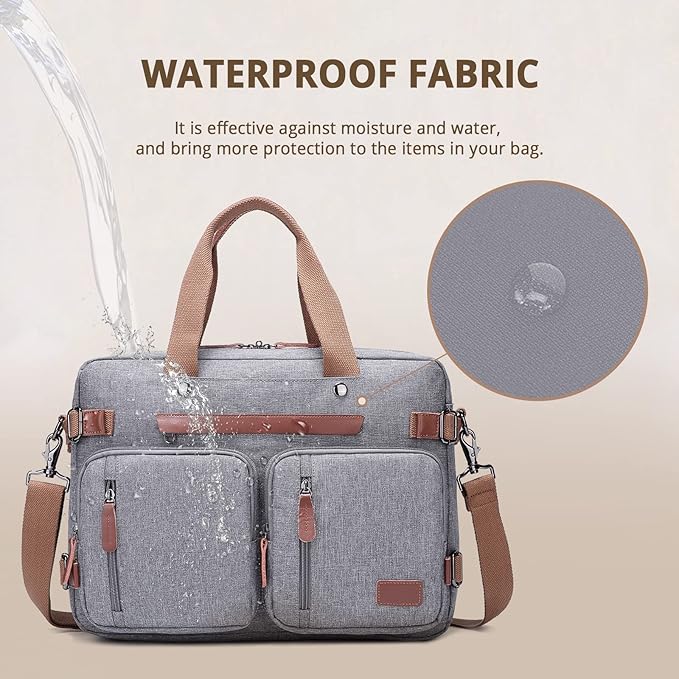MOLNIA 15.6 inch Laptop Backpack,3 in 1 Briefcases For Men,Laptop Backpack, Messenger Bag,Computer Bags For Men, Grey