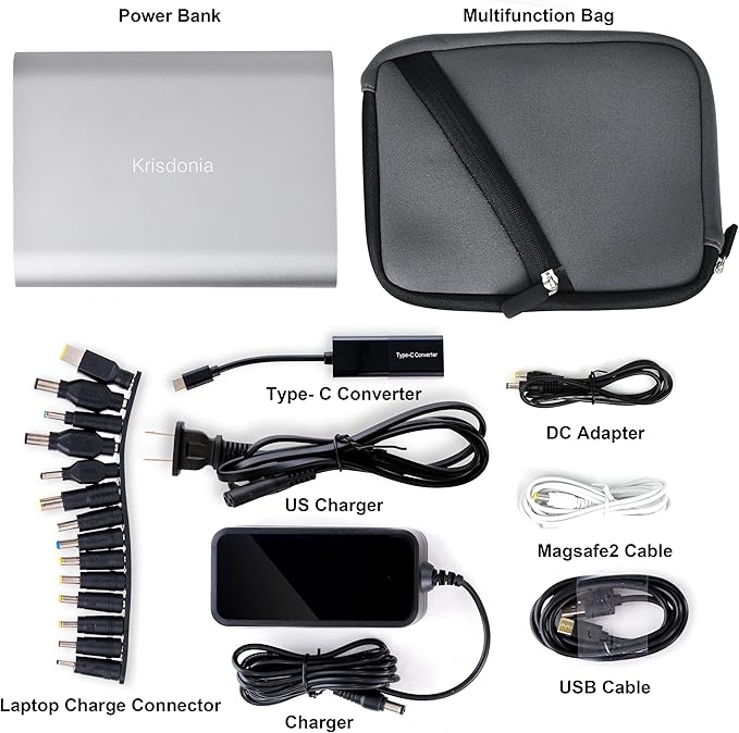 Krisdonia Portable Laptop Charger 185Wh/50000mAh Laptop Power Bank External Battery Pack for Laptop, Tablet, Projector, Smartphone and Others