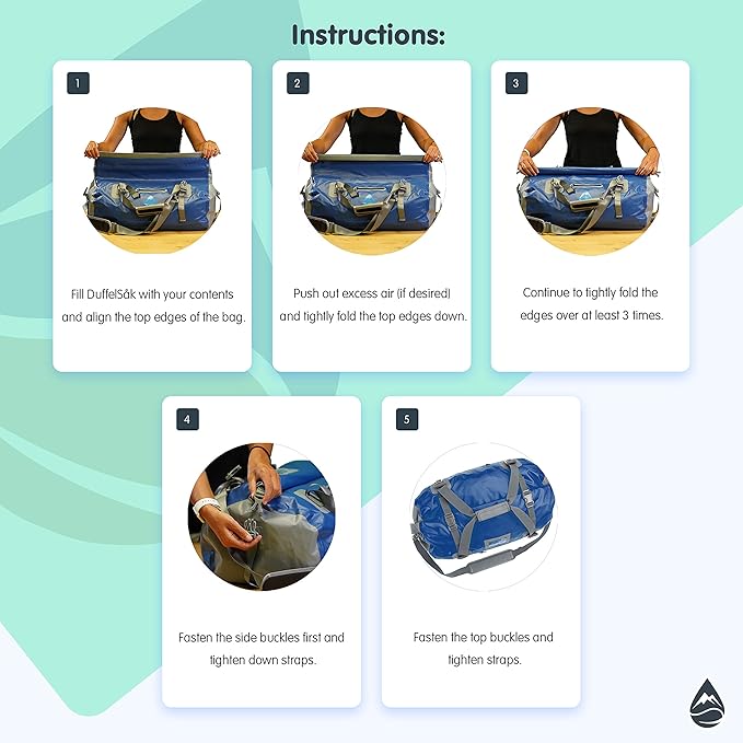 Skog Å Kust Duffelsak Heavy Duty Waterproof Duffel - Gear Bag for Sports, Travel, & More - 40L Grey