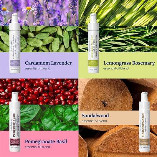 Lotion Hand Sanitizer Variety 4 Pack | Hand Sanitizer Travel Size | Moisturizing Hand Lotion | With Aloe Vera & Essential Oils | Vitamin E | Cleanse & Moisturize | For Cars, Backpacks, Travel