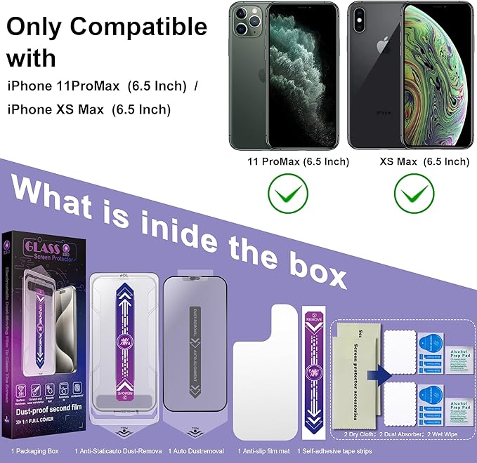 CHISHA 2-Pack Matte Screen Protector for iPhone 11 Pro Max and iPhone Xs Max 6.5-Inch, Auto Dust Removal, No Bubbles, High Definition Clear, Easy Installation