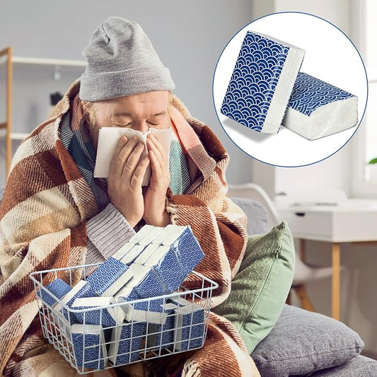 Honoson 200 Pack Tissues Travel Packs Bulk 2000 Sheet Small Pocket Individual Tissues Bulk 3 Ply Small Tissue Packs for Office Car Travel Daily Use(Cool)