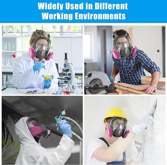 Full Face Respirator Mask 2 Sets with 60921 Filter - for Protection Against Gases Dust Organic Vapors Spray Sanding welding 6800