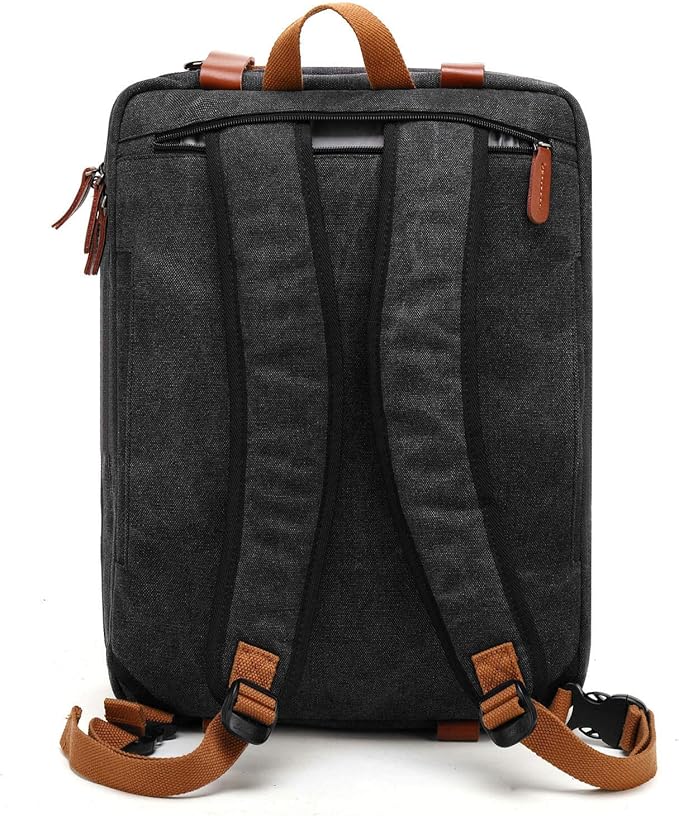 15.6Inches Convertible Backpack Messenger Shoulder bag Laptop Case Handbag Business Briefcase Multi-functional Travel Rucksack Fits 15.6 Inch Laptop For Men/Women (Cancas Black)