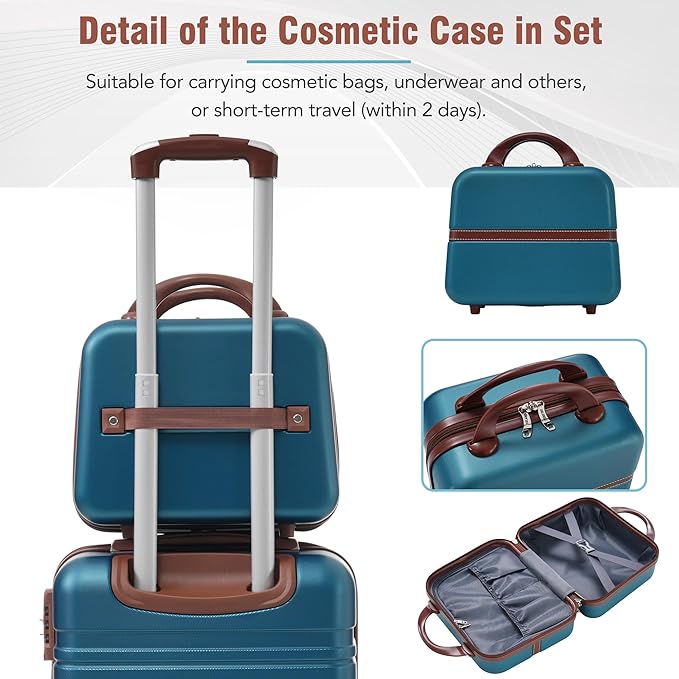 Merax Luggage Set 2 Piece Suitcase Set with Cosmetic Case Expandable Spinner Wheels Vintage Luggage Sets(Blue,20"+24")