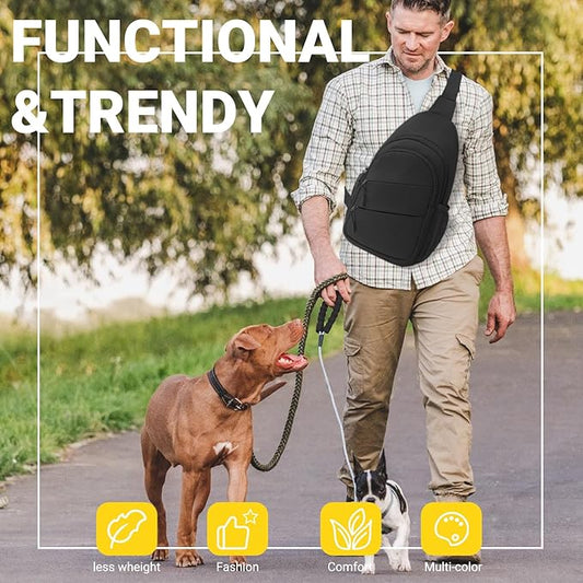 Crossbody Bags for Women, Sling Bag for Men, Small Hiking Backpack Anti Theft Lightweight for Outdoors Travel (L, Black)