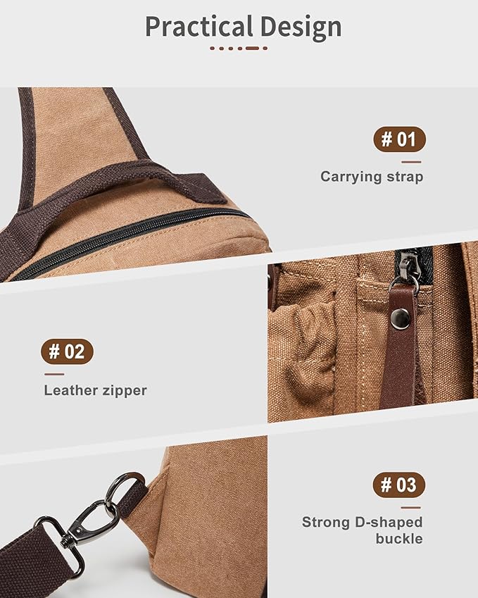 Messenger bag for Men,Small Sling Crossbody Backpack Shoulder Bag for Men Women,canvas Strap Backpack Sling Bag