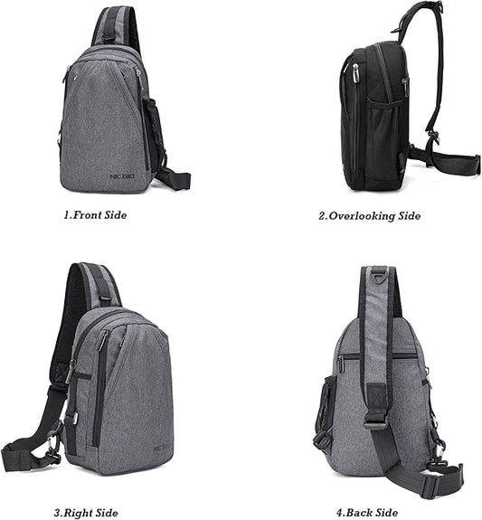 NICGID Sling Bag Chest Shoulder Backpack Crossbody Bags for Tablet Laptop Outdoor Hiking Men Women