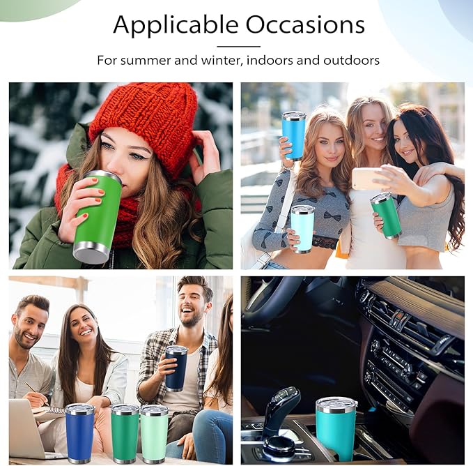 Sieral 36 Packs Stainless Steel Tumbler Bulk with Lid Vacuum Double Wall Insulated Travel Coffee Mug Powder Coated Tumbler Cup for Graduation Wedding Christmas Birthday Party(Cool Color, 20 oz)