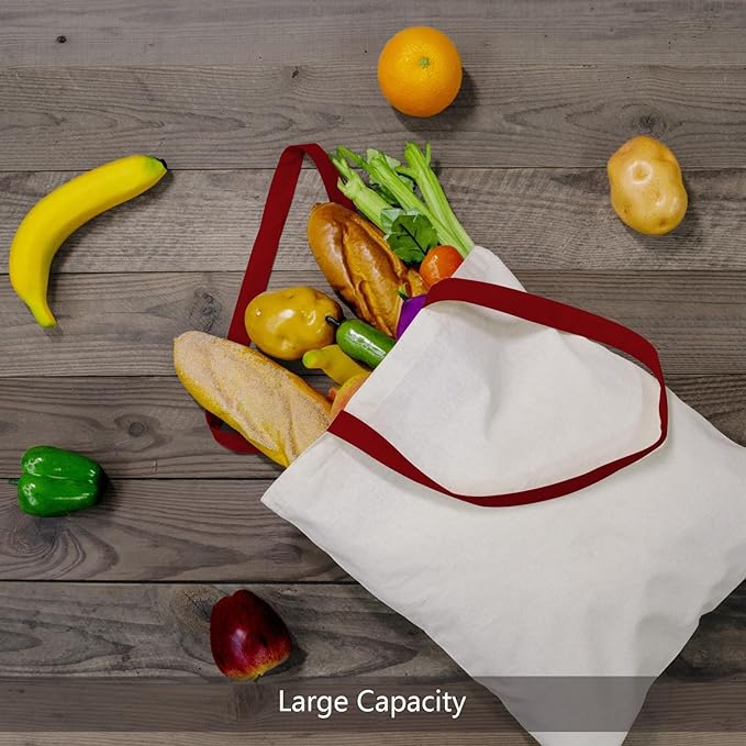 TOPDesign 12-Pack Economical 16"x15" Cotton Tote Bag, Lightweight Medium Reusable Grocery Shopping Cloth Bags, Suitable for DIY, Advertising, Promotion, Gift, Activity