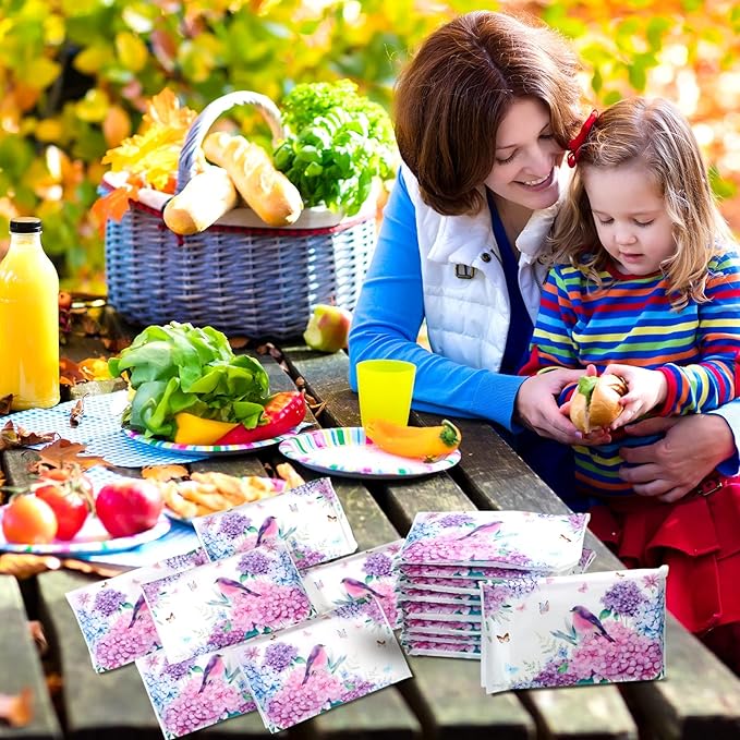 Geyee 50 Packs Facial Tissue Travel Packs Disposable Pocket Tissues for Wedding Guest Travel School Purse Home Supplies, 500 Sheets 3 Ply(Hydrangea)