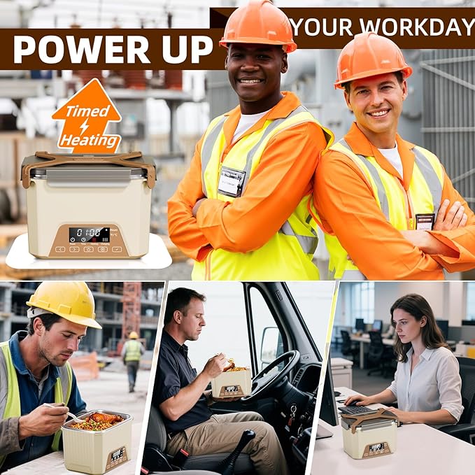 Cordless Electric Lunch Box for Adults, Heated Lunch Box 20000 mAh Battery Powered with Automatic Heating, 1.2L Portable Food Warmer, BPA Free